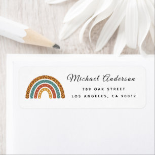 Boho Regenboog Baby Shower Retouradres Label