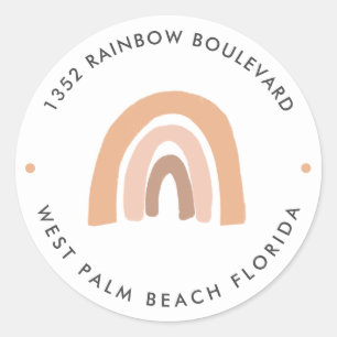Boho Regenboog Baby Shower Retouradres Ronde Sticker