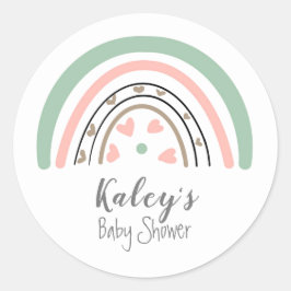 Boho Regenboog Baby Shower Ronde Sticker