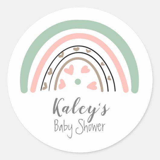 Boho Regenboog Baby Shower Ronde Sticker (Voorkant)