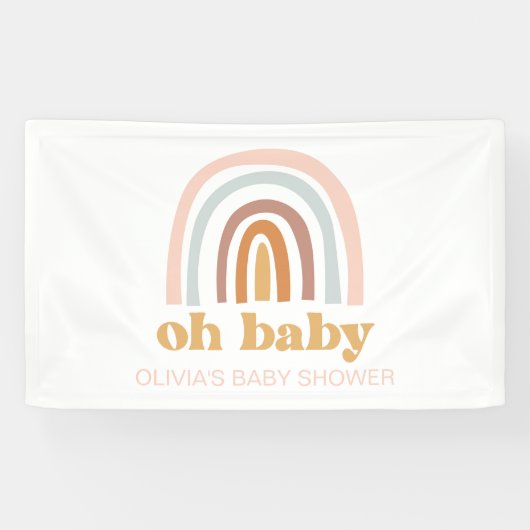 Boho Regenboog Baby Shower Spandoek (Horizontaal)