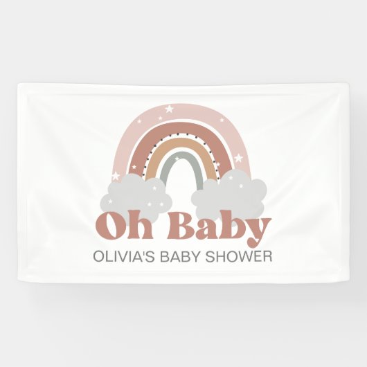 Boho Regenboog Baby Shower Spandoek (Horizontaal)