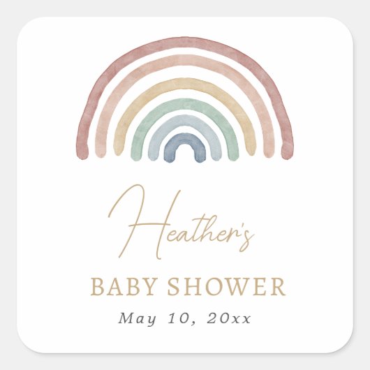 Boho Regenboog Baby Shower Sticker (Voorkant)