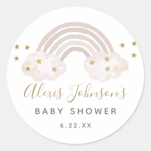 Boho Regenboog Baby Shower Stickers (Voorkant)