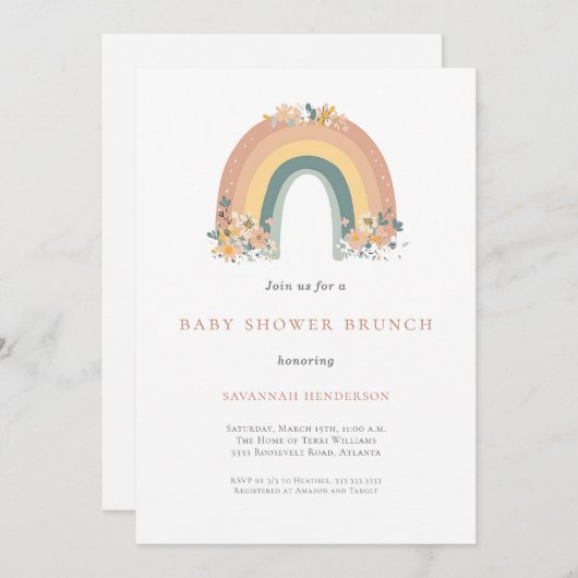 Boho Regenboog Baby Shower Uitnodiging (Voorkant / Achterkant)