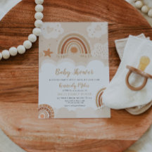 Boho Regenboog Baby Shower Uitnodiging