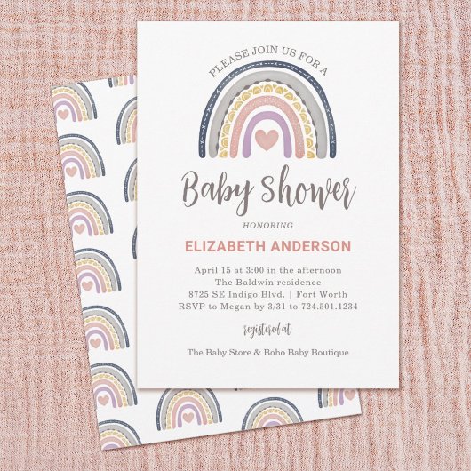 Boho Regenboog Baby Shower Uitnodiging