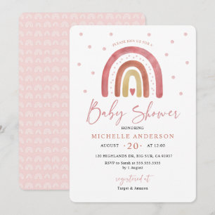 Boho Regenboog Baby Shower Uitnodiging