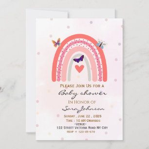 Boho Regenboog Baby Shower Uitnodiging