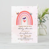 Boho Regenboog Baby Shower Uitnodiging (Staand voorkant)