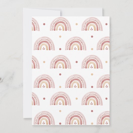 Boho Regenboog Baby shower Uitnodiging Pampas Gras (Achterkant)