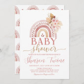 Boho Regenboog Baby shower Uitnodiging Pampas Gras (Voorkant / Achterkant)