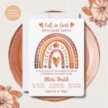 Boho Regenboog Baby Shower Uitnodiging Terracotta