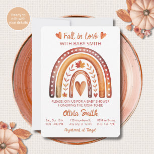 Boho Regenboog Baby Shower Uitnodiging Terracotta
