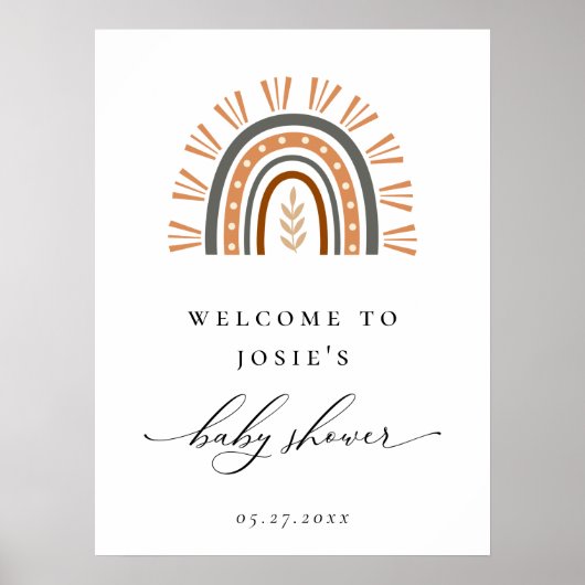 Boho Regenboog Baby Shower Welkomstposter Poster (Voorkant)