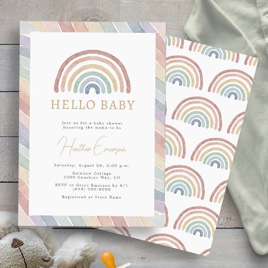 Boho Regenboog Babyfeestje Kaart