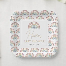 Boho Regenboog Babyfeestje Papieren Bordje