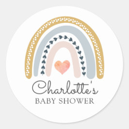 Boho Regenboog Babyfeestje Ronde Sticker