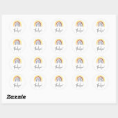 Boho regenboog babyshower bedankt ronde sticker (Vel)