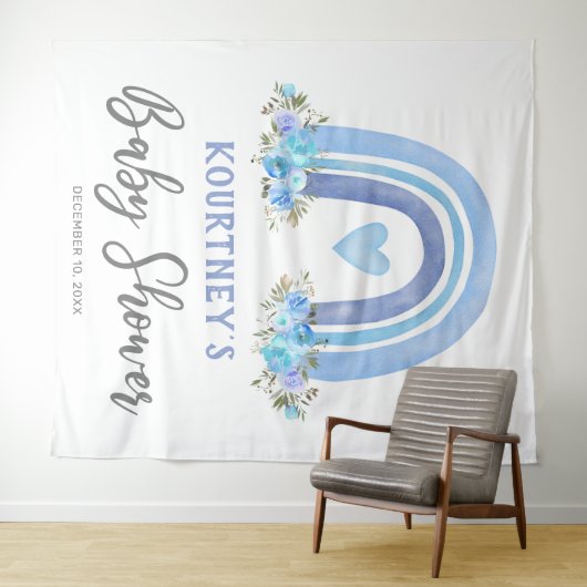 Boho regenboog babyshower voor jongen wandkleed (In Situ (horizontaal))