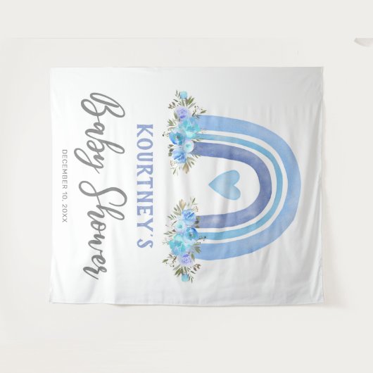 Boho regenboog babyshower voor jongen wandkleed (Voorkant (horizontaal))