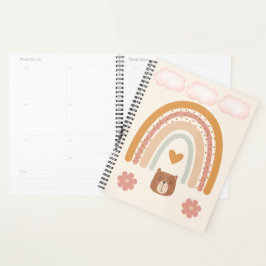 Boho Regenboog & Beer Babykamer Kunst | Neutrale B Planner