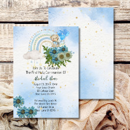 Boho Regenboog Beer Eerste Heilige Communie Kaart