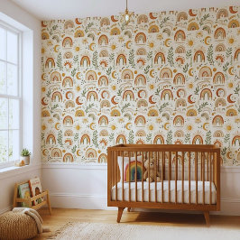 Boho Regenboog Bladeren Nursery Afneembare Sticker Behang