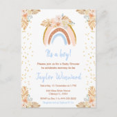 Boho Regenboog Blauwe Baby Shower Briefkaart (Voorkant)