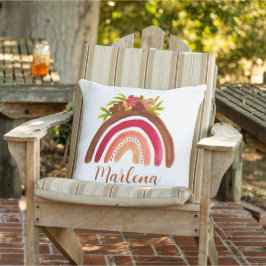 Boho regenboog bloem bohemien natuurlijke kleur buitenkussen