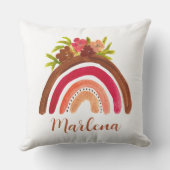 Boho Regenboog Bloemen Boheemse Natuurlijke Kleur Buitenkussen (Achterkant)