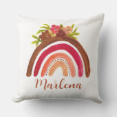 Boho Regenboog Bloemen Boheemse Natuurlijke Kleur Buitenkussen (Voorkant)