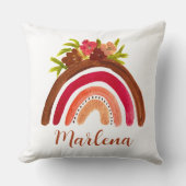 Boho Regenboog Bloemen Boheemse Natuurlijke Kleur Kussen (Voorkant)