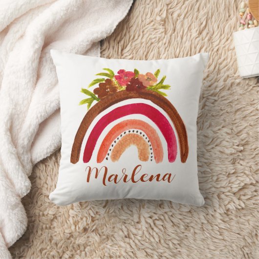 Boho Regenboog Bloemen Boheemse Natuurlijke Kleur Kussen (Deken)