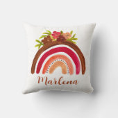 Boho Regenboog Bloemen Boheemse Natuurlijke Kleur Kussen (Achterkant)