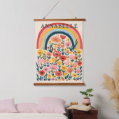 Boho Regenboog Bloemen Illustratie Voornaam Hangend Wandkleed (Slaapkamer)