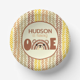 Boho Regenboog Bos Beer Eerste Verjaardag Papieren Kommen