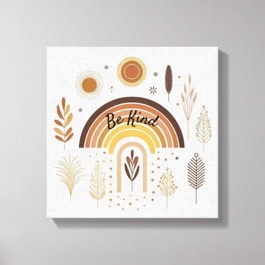 Boho Regenboog Botanicals Wees Aardig Canvas Afdruk (Voorkant)