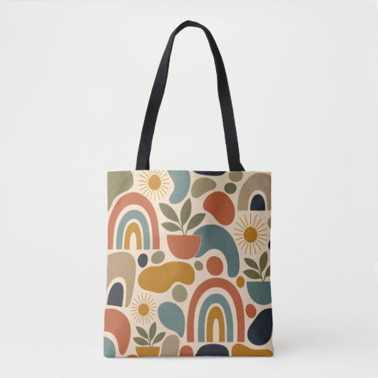 Boho Regenboog & Botanisch Naadloos Patroon Tote Bag (Voorkant)