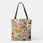 Boho Regenboog & Botanisch Naadloos Patroon Tote Bag (Achterkant)