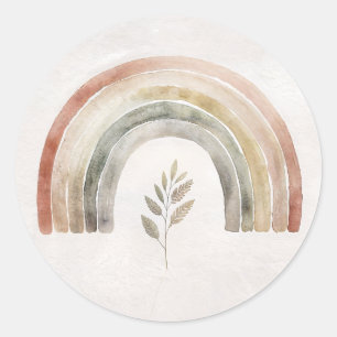 Boho Regenboog Botanische Waterverf Ronde Sticker