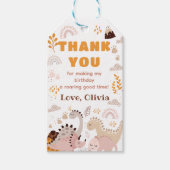 Boho regenboog dinosaurus Verjaardag dank u cadeau Cadeaulabel (Voorkant)