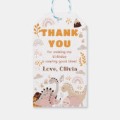 Boho regenboog dinosaurus Verjaardag dank u cadeau Cadeaulabel (Achterkant)