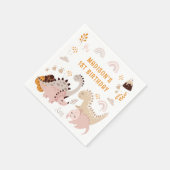 Boho Regenboog Dinosaurus Verjaardagsfeestje Serve Servet (Hoek)