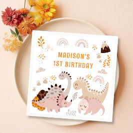 Boho Regenboog Dinosaurus Verjaardagsfeestje Serve Servet