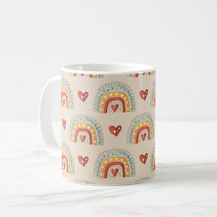 Boho regenboog doedelpatroon koffiemok