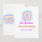Boho regenboog één verjaardag kinderen fel retro k briefkaart (Voorkant / Achterkant)