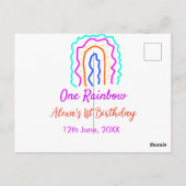 Boho regenboog één verjaardag kinderen fel retro k briefkaart (Achterkant)
