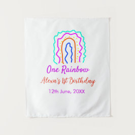 Boho regenboog één verjaardag kinderen fel retro k wandkleed