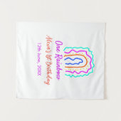 Boho regenboog één verjaardag kinderen fel retro k wandkleed (Voorkant (horizontaal))